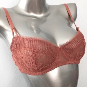 Victorias Secret Dream Angels Unlined Uplift Bra Shimmer Pink 32D